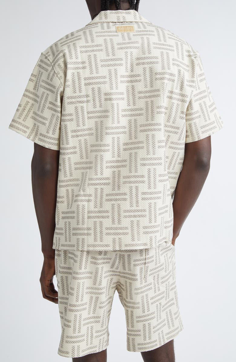 KENZO Weave Print Stretch Cotton Button-Up Shirt, Alternate, color, 