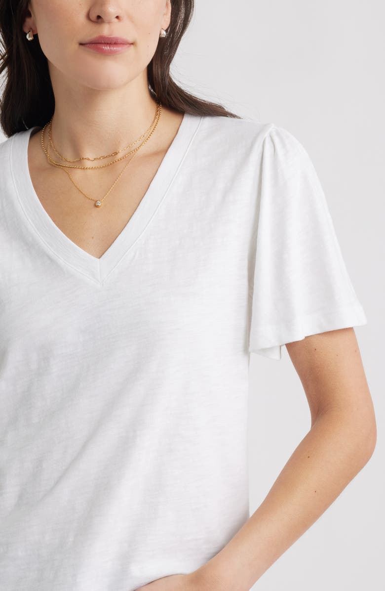 Caslon<sup>®</sup> Bell Sleeve V-Neck T-Shirt, Alternate, color, White