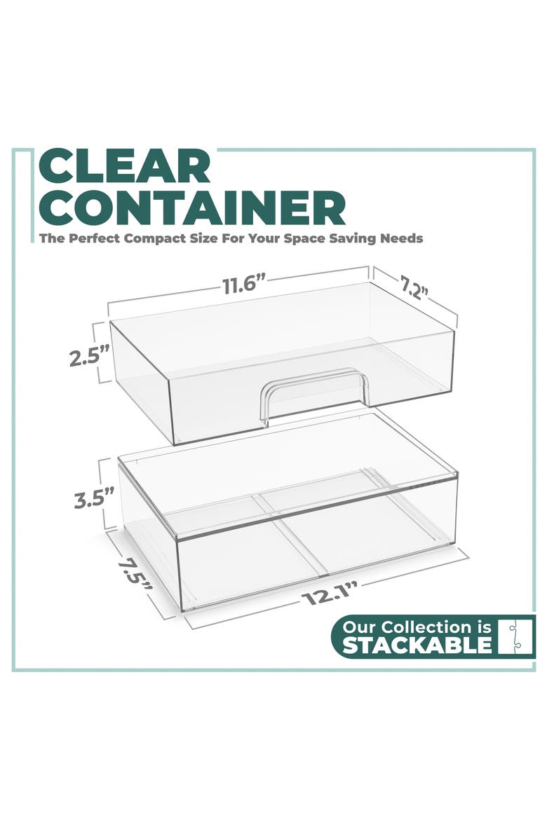 Set of 2 Stackable Wide Drawer Organizers, Alternate, color, NO COLOR