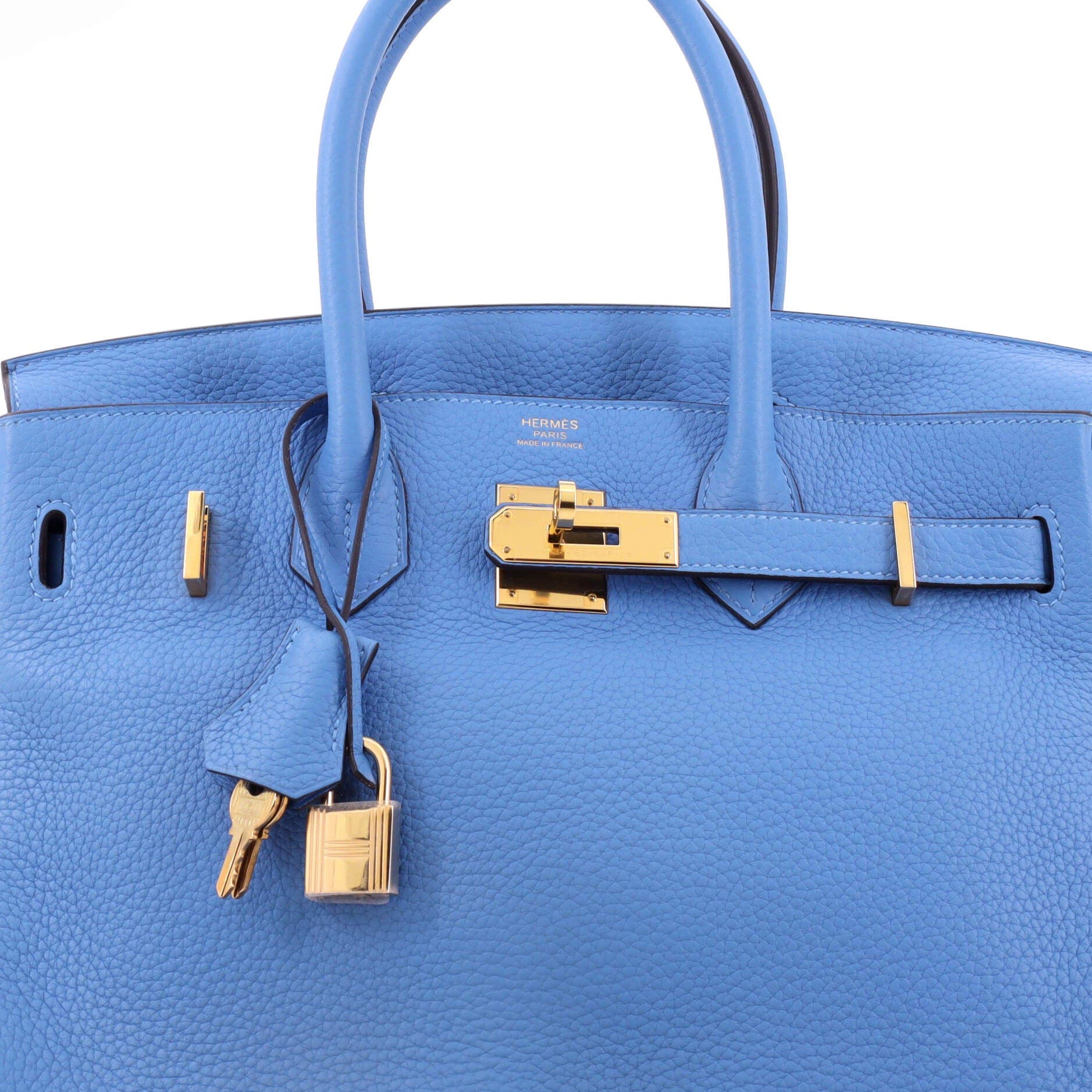 Birkin Handbag Blue Clemence with Gold Hardware 30, Alternate, color, Blue