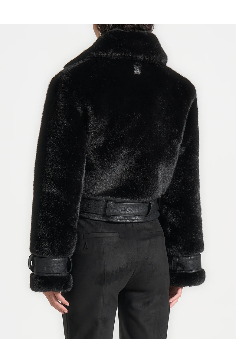 Manière De Voir Deya Plush & Leather Leather Belted Jacket, Alternate, color, 