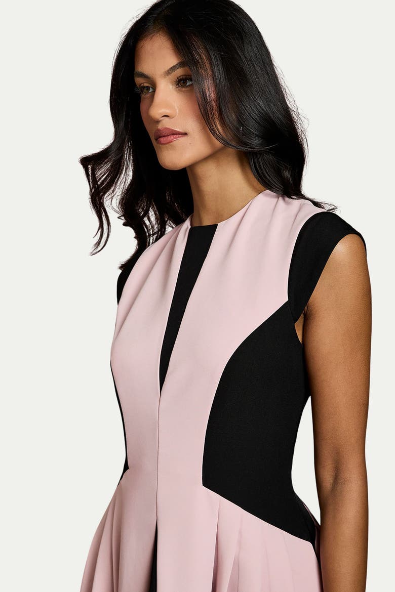 Petite Crepe Colour Block Midi Dress, Alternate, color, Blush