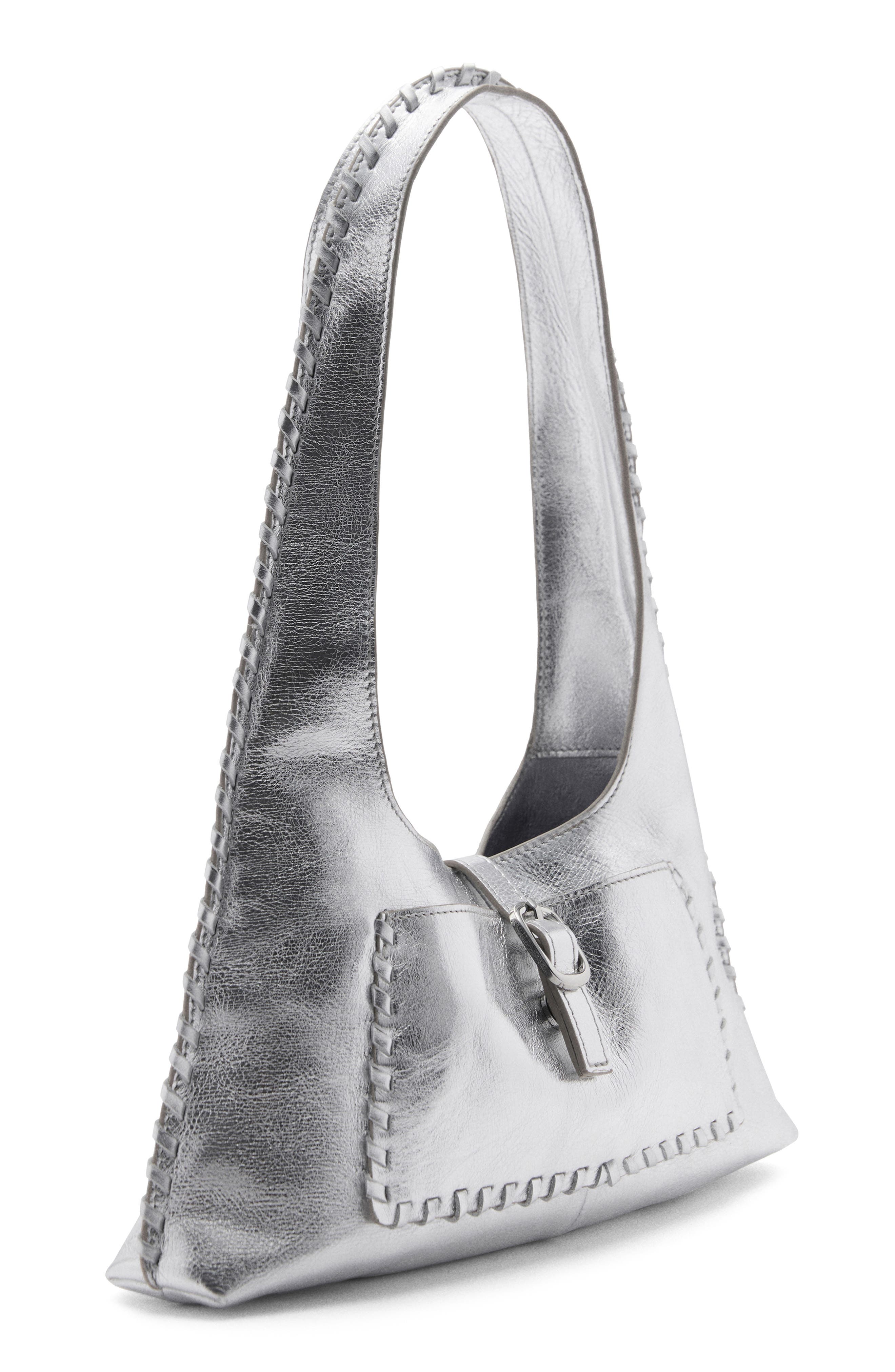 MANGO Metallic Leather Shoulder Bag, Alternate, color, 
