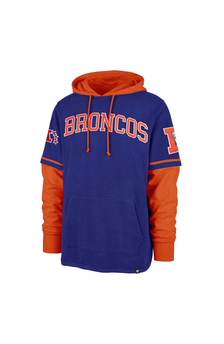 '47 Men's '47 Royal Denver Broncos Shortstop Pullover Hoodie, Alternate, color, 