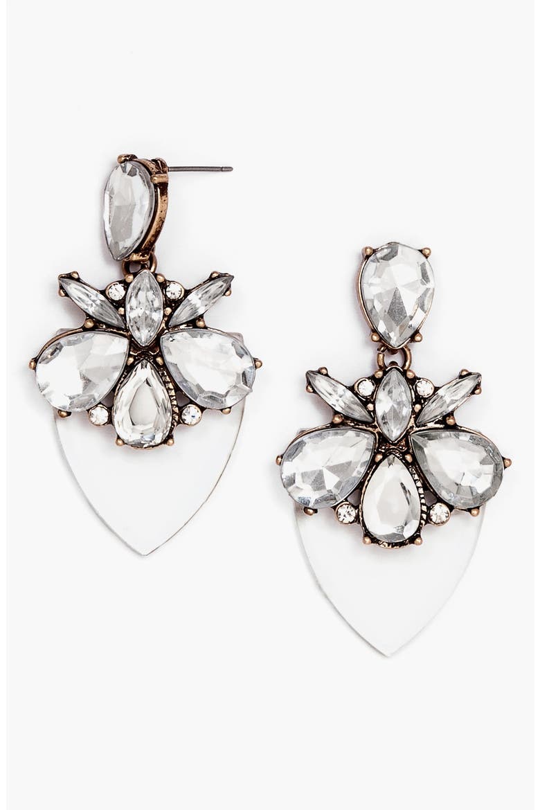 'Persimmon' Drop Earrings, Main, color, CLEAR/ WHITE/ GOLD