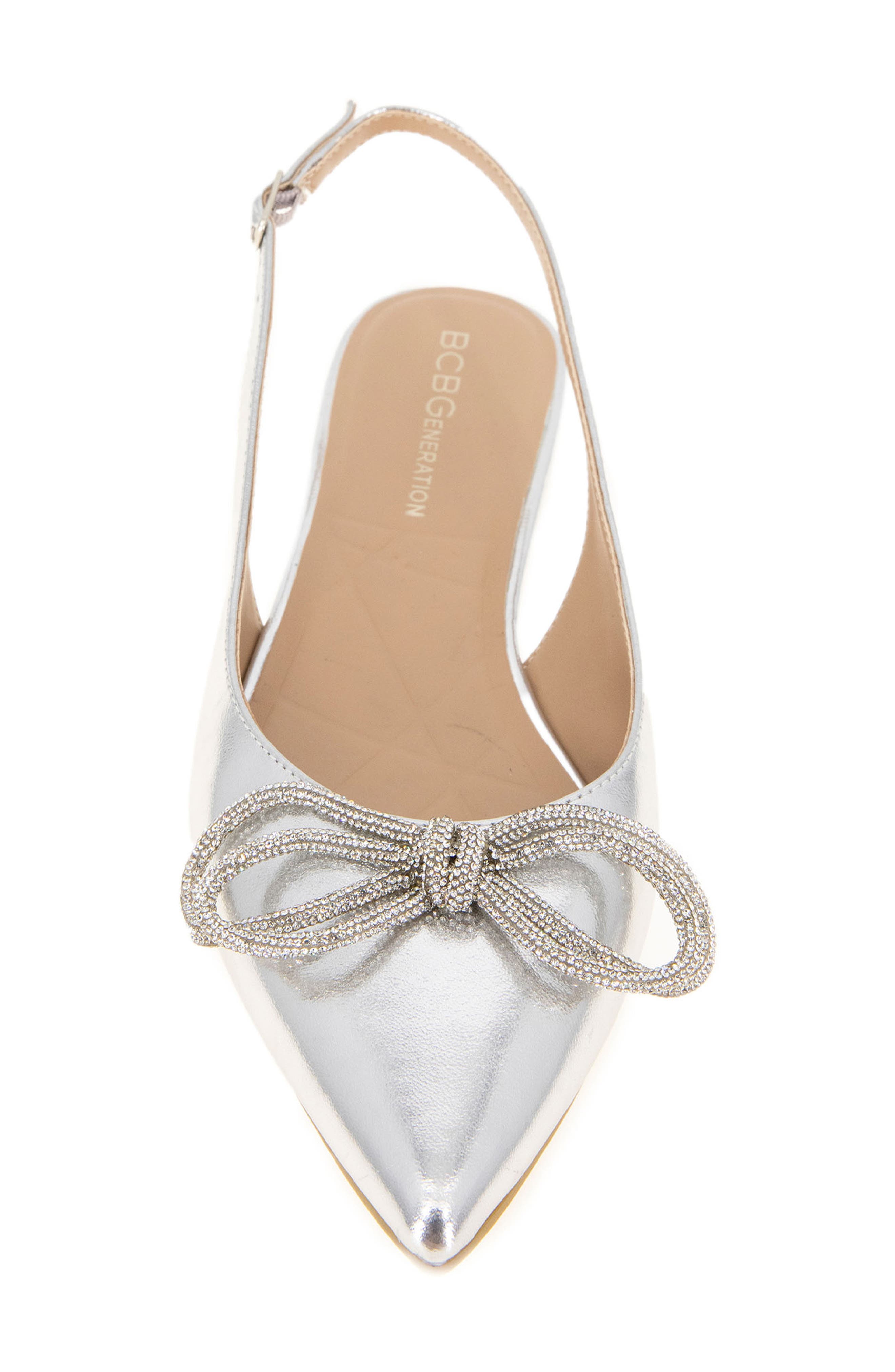 BCBGeneration Kristin Pointed Toe Slingback Mule, Alternate, color, Silver