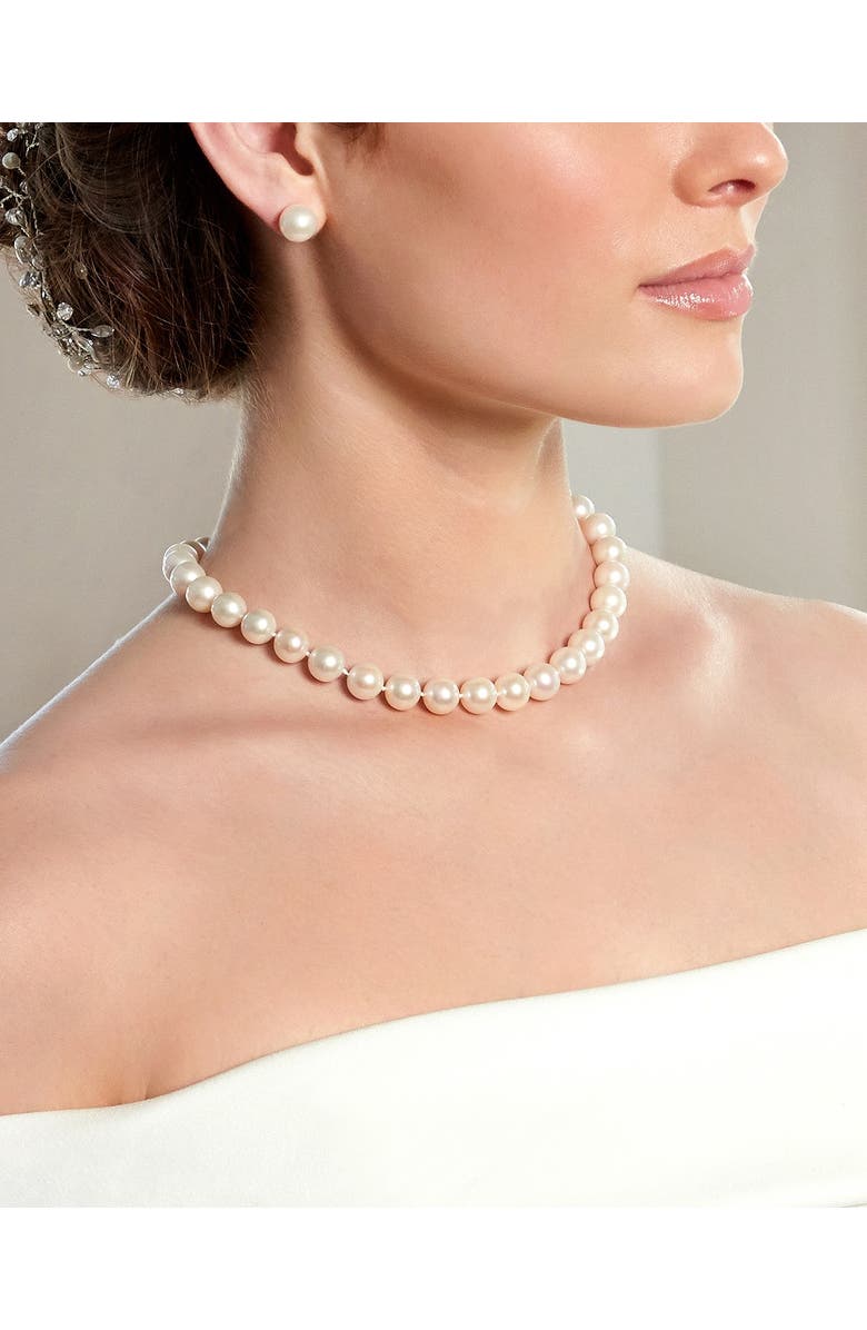 The Pearl Source 9.5-10.5mm White Freshwater Pearl Necklace - Premier AAAA Quality, Alternate, color, White Gold Clasp