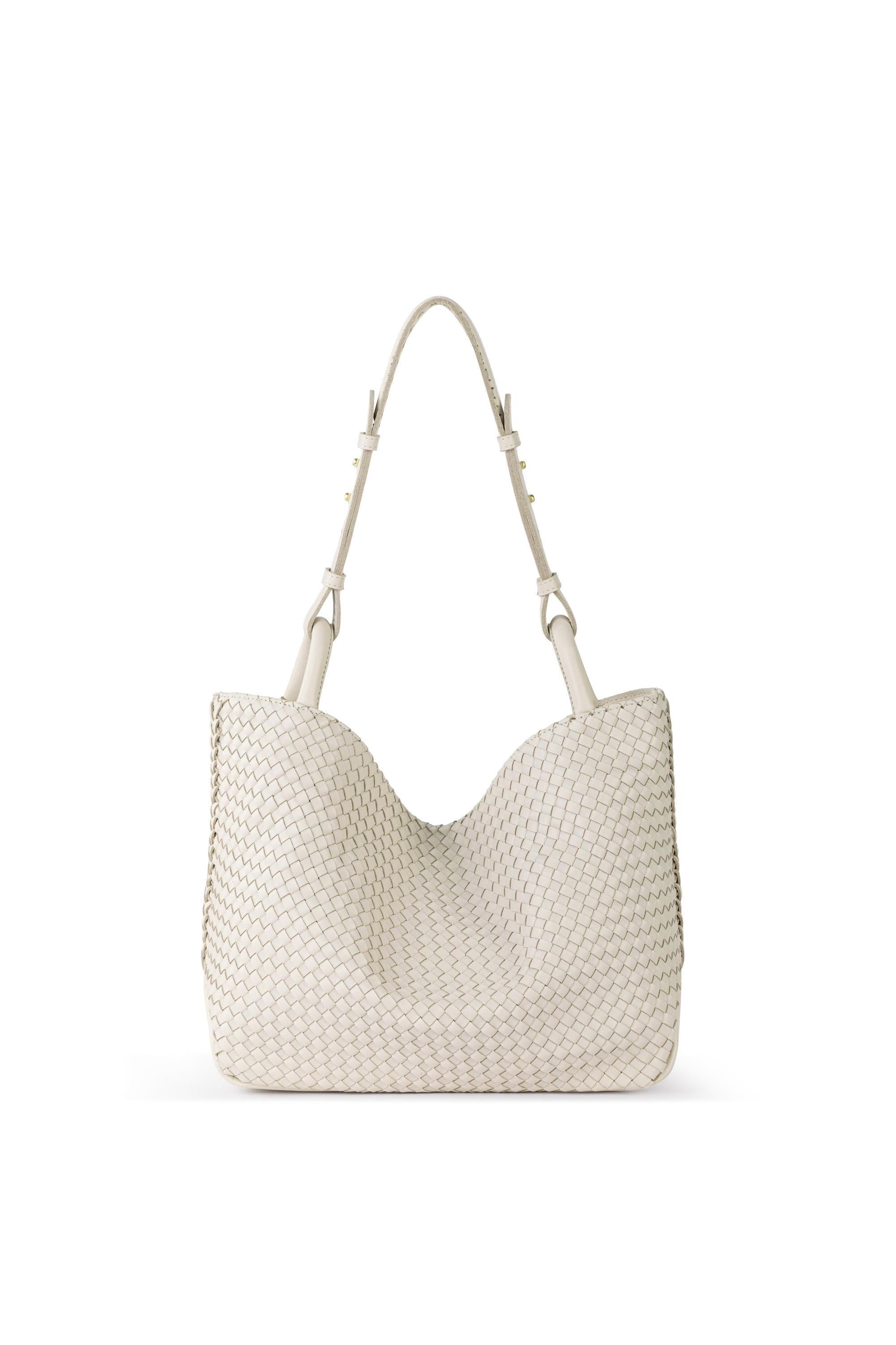 Los Feliz Medium Tote Woven Leather Bag, Alternate, color, Stone Woven