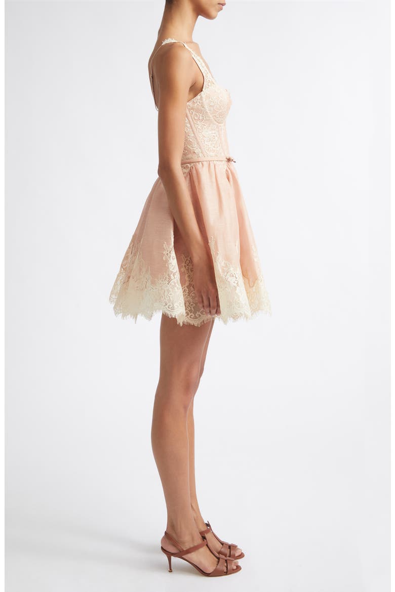 Valiant Lace Trim Corset Minidress, Alternate, color, LIGHT PINK