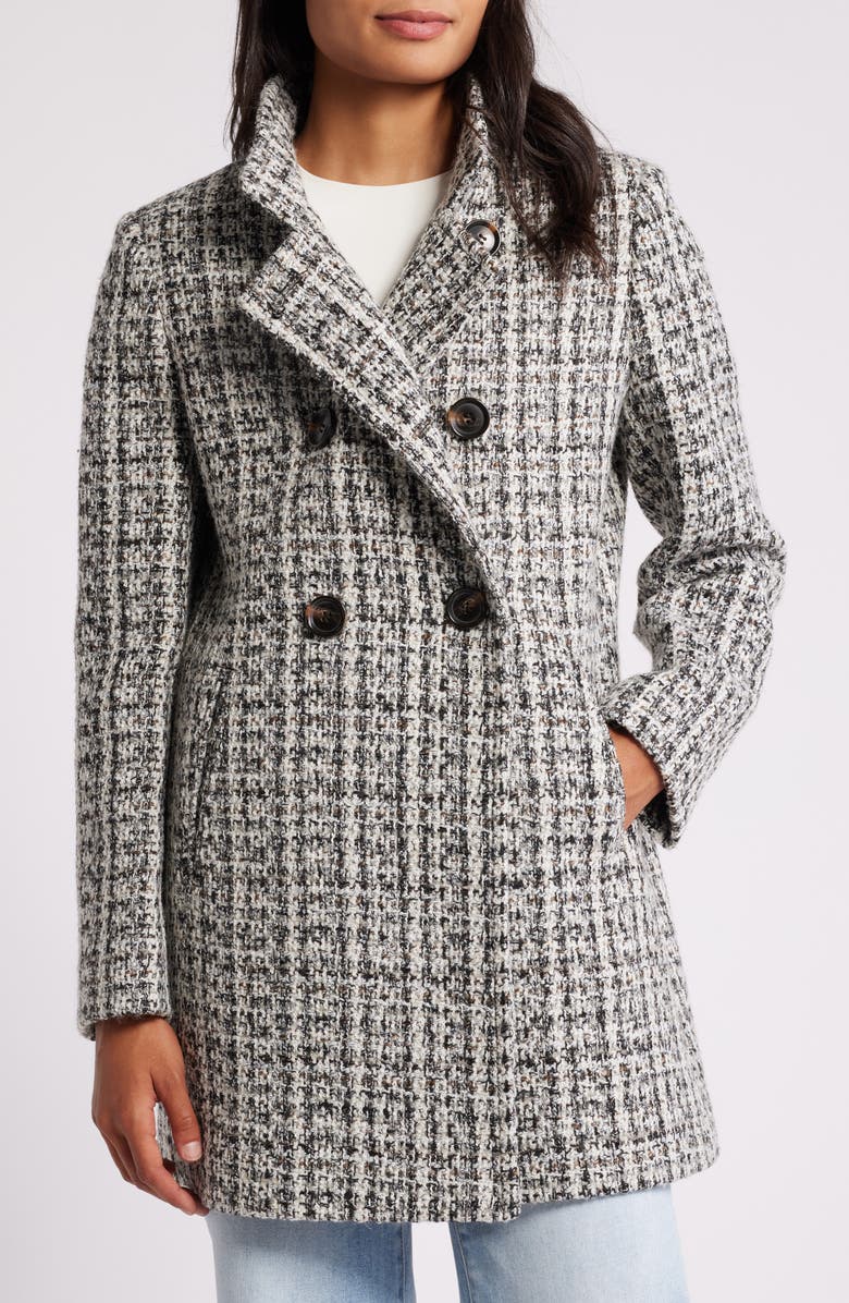 Sam Edelman Stand Collar Double Breasted Coat, Main, color, 