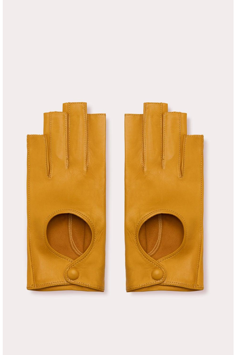 Three Quarter Fingerless Driving Gloves, Main, color, Taxi Yellow