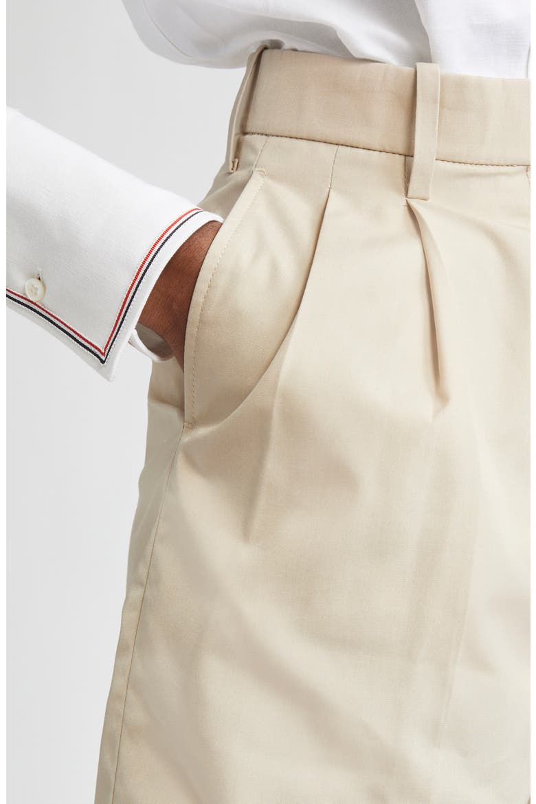High Waist Double Pleat Shorts, Alternate, color, KHAKI