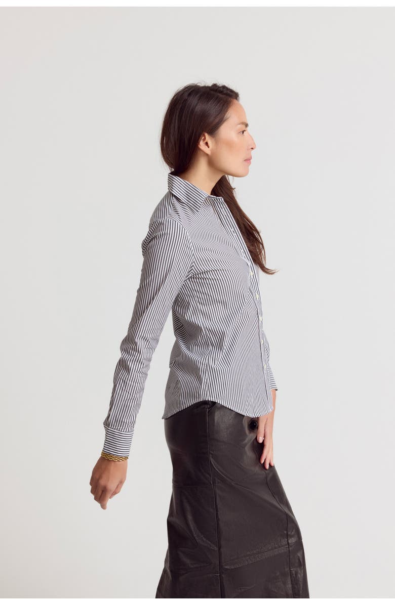 The Shirt by Rochelle Behrens The Icon Shirt in Stripe, Alternate, color, Gunmetal/White Stripe