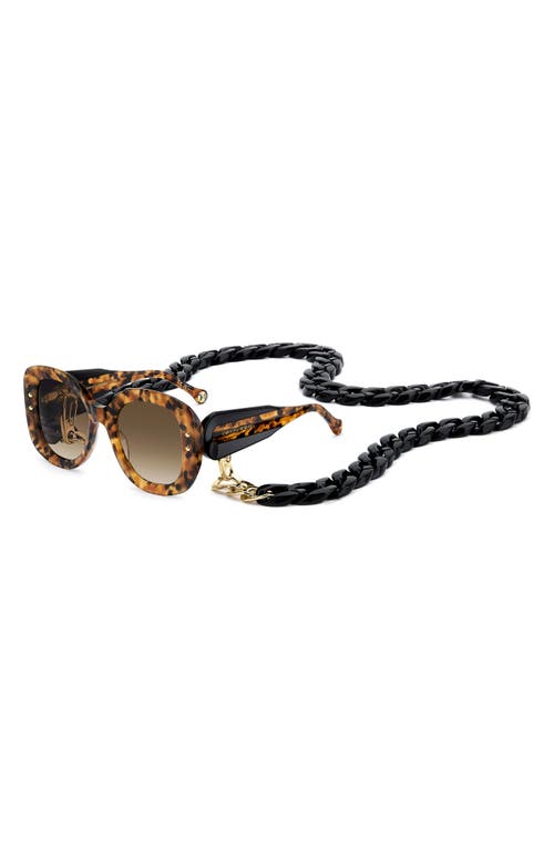 Carolina Herrera 53mm Gradient Rectangular Sunglasses With Removable Chain