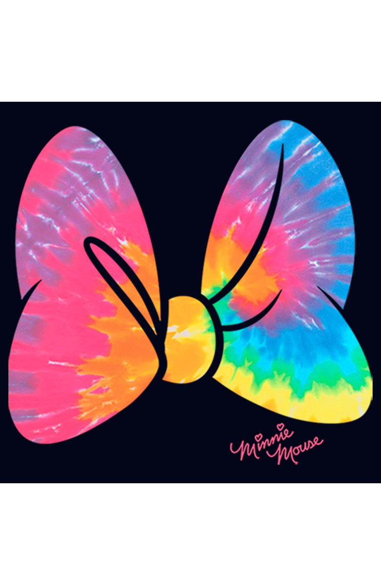 Minnie Mouse Girl's Minnie Mouse Tie-Dye Rainbow Pattern Bow  Graphic T-Shirt, Alternate, color, Navy Blue