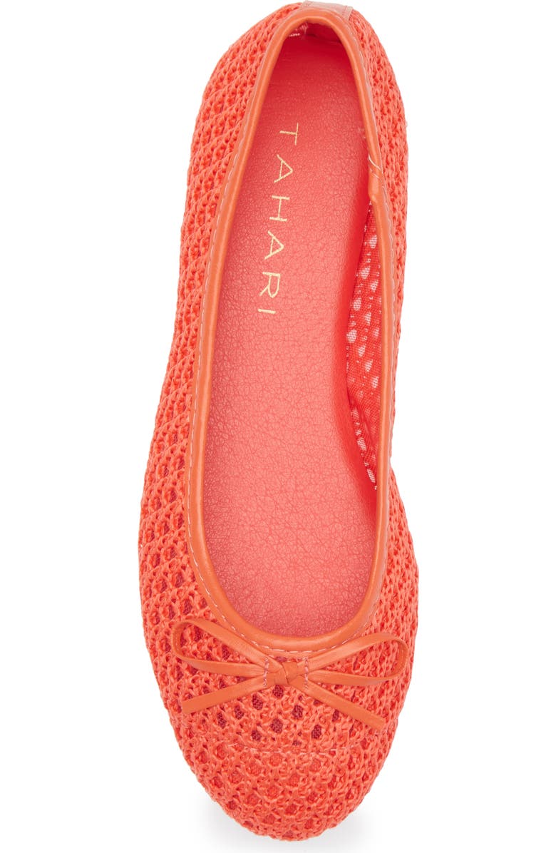 Tahari Coated Raffia Ballet Flat, Alternate, color, Coral