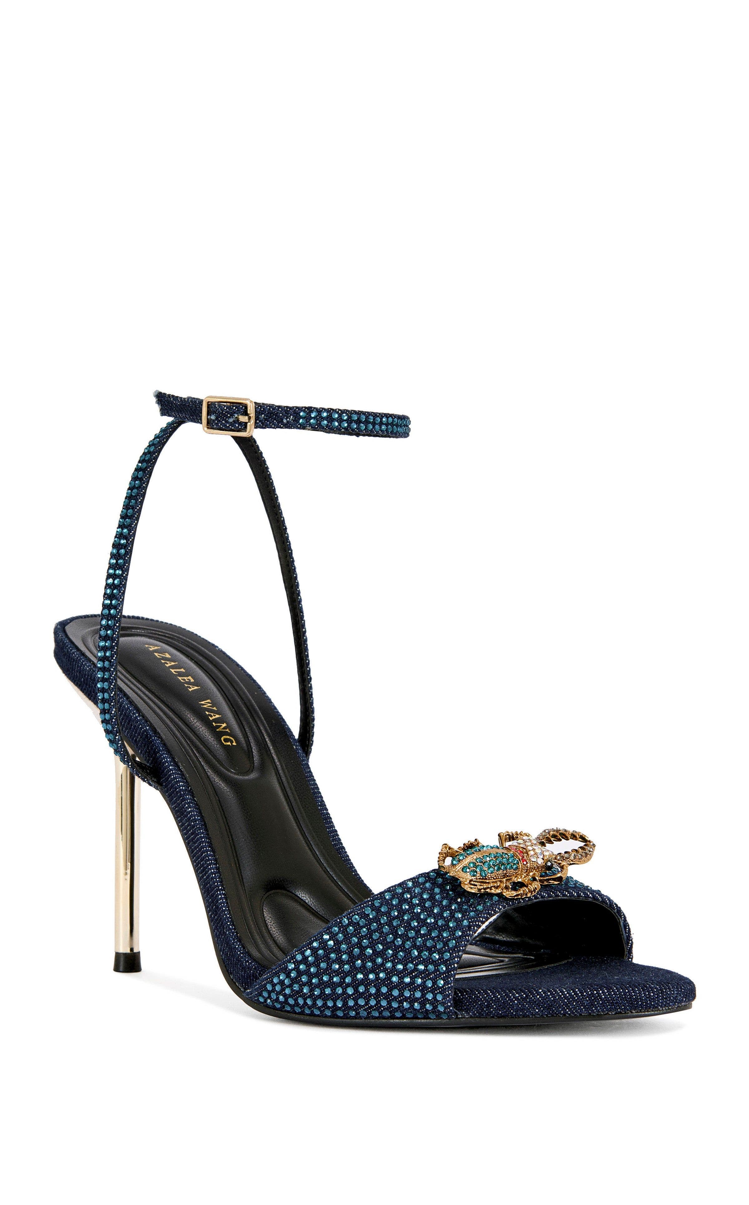 AZALEA WANG TREETOK-DENIM EMBELLISHED STILETTO SANDAL - DENIM / 6 / STILETTO, Alternate, color, Denim