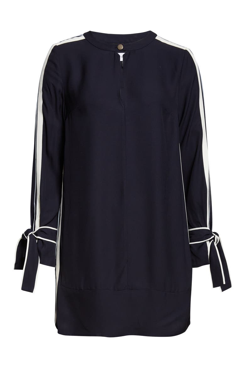 Tammy Long Sleeve Tipped Shift Dress, Alternate, color, NAVY