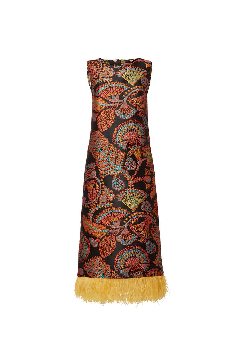 Column Dress Jacquard Sicomore Black, Alternate, color, Jacquard Sicomore Black