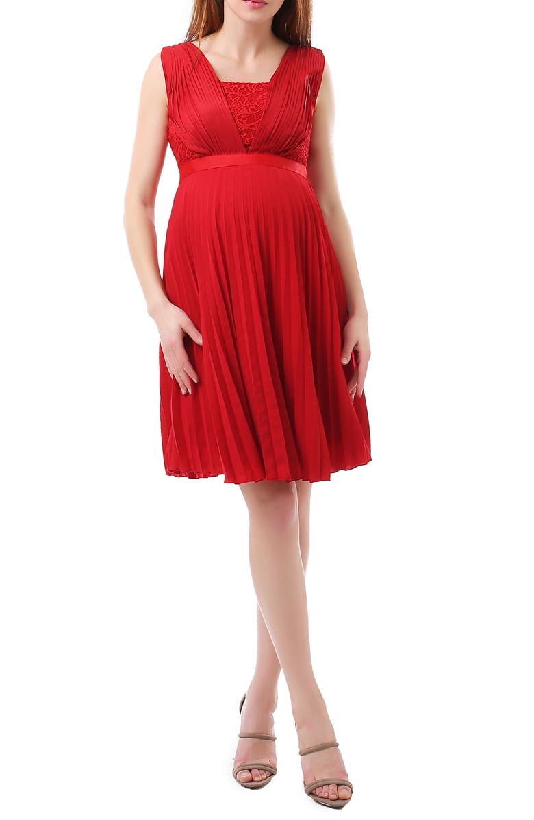 Kimi and Kai Lauren Chiffon & Lace Maternity Dress, Main, color, 