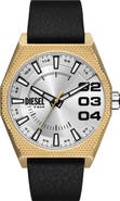 DIESEL® Scraper Leather Strap Watch, 43mm