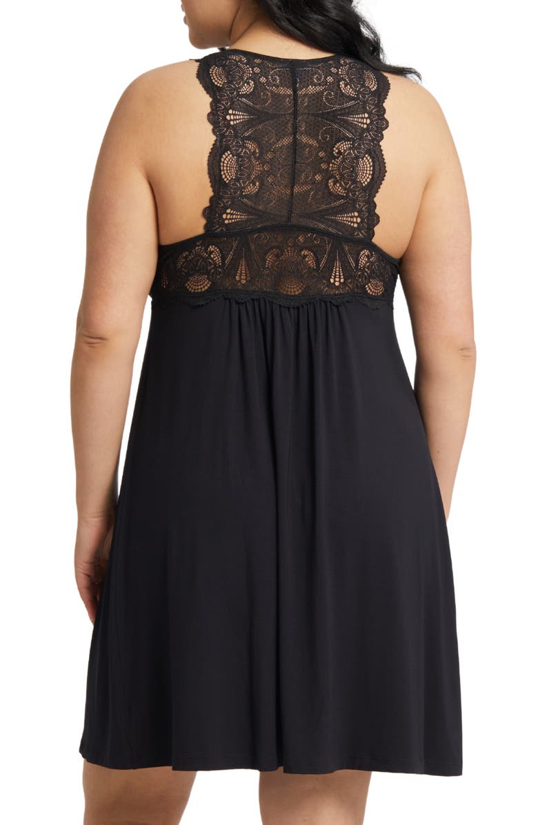 Fleur't Belle Epoque Fuller Cup Lace Chemise, Alternate, color, Black