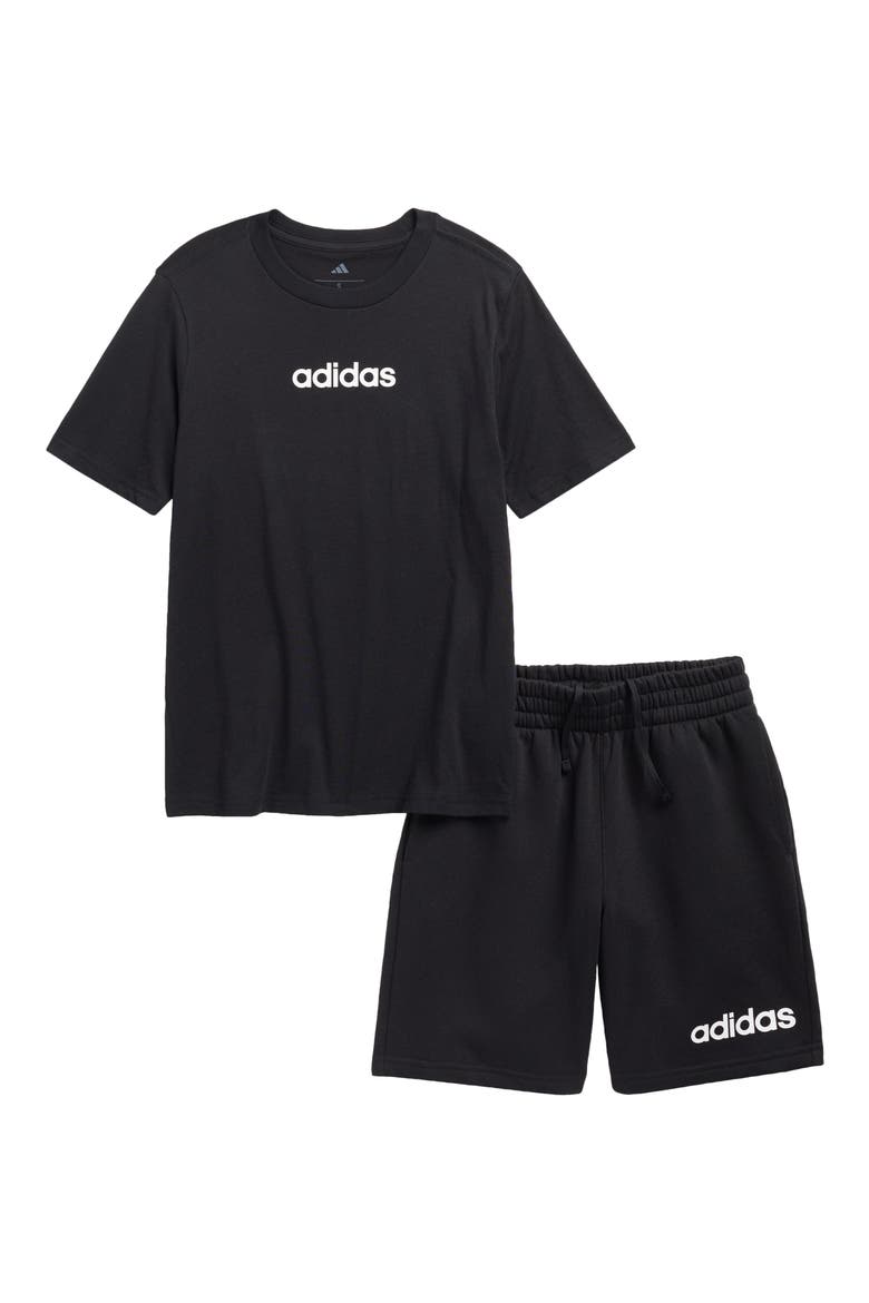 Kids' Logo Graphic T-Shirt & Shorts Set, Main, color, BLACK