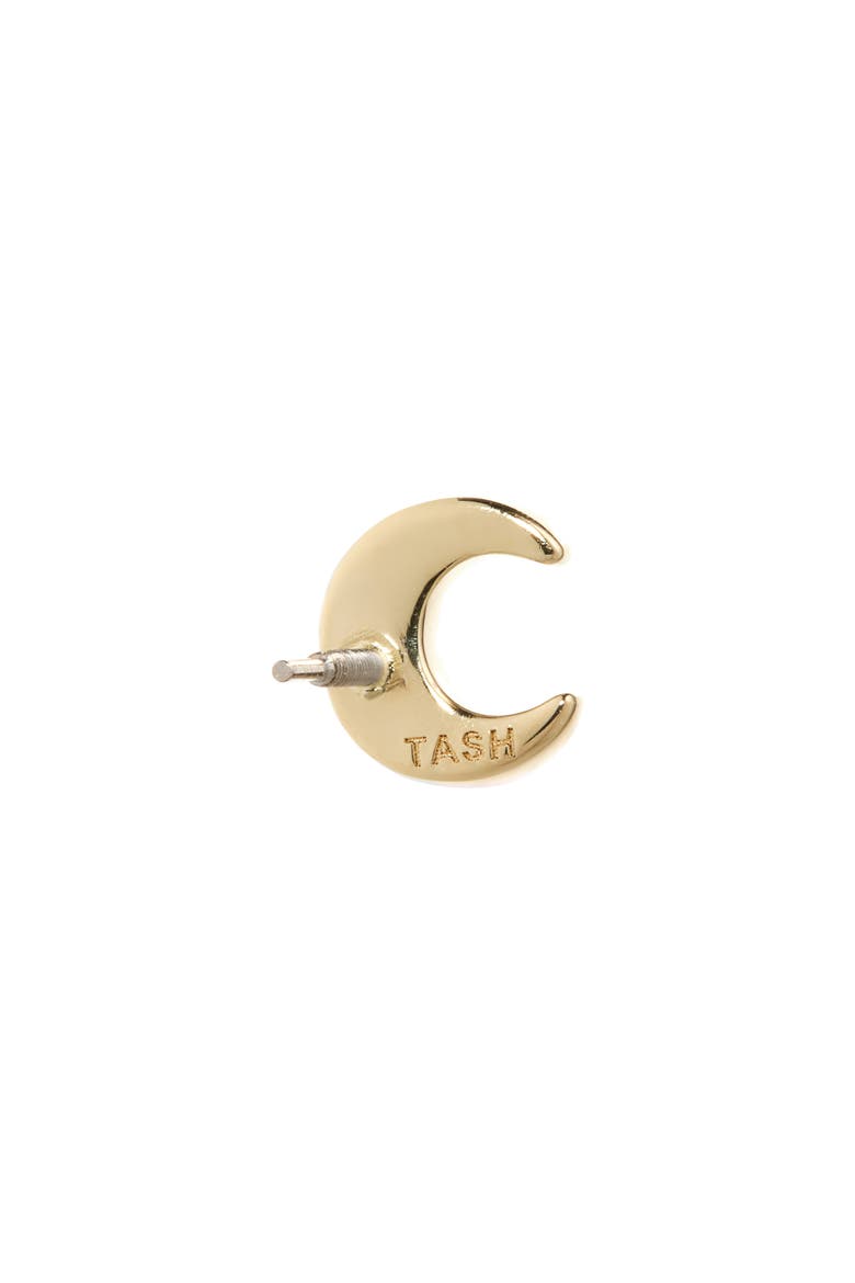Diamond Moon Threaded Stud Earring, Alternate, color, YELLOW GOLD