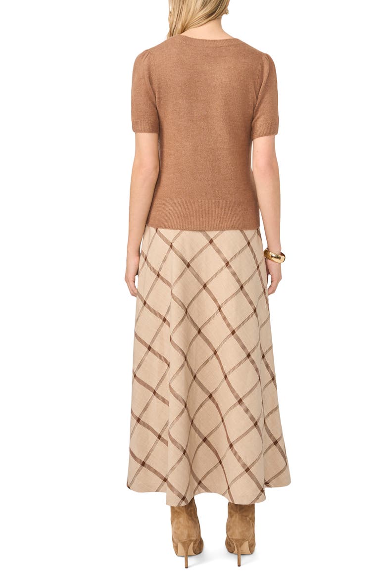 Windowpane Plaid Bias Cut Maxi Skirt, Alternate, color, FALL CAMEL