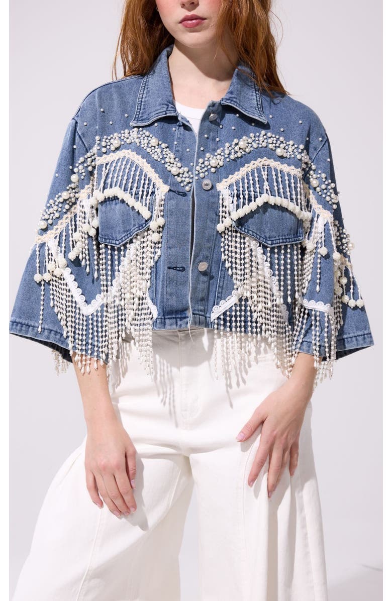AZALEA WANG Adelynne Pearl Jacket, Main, color, Denim
