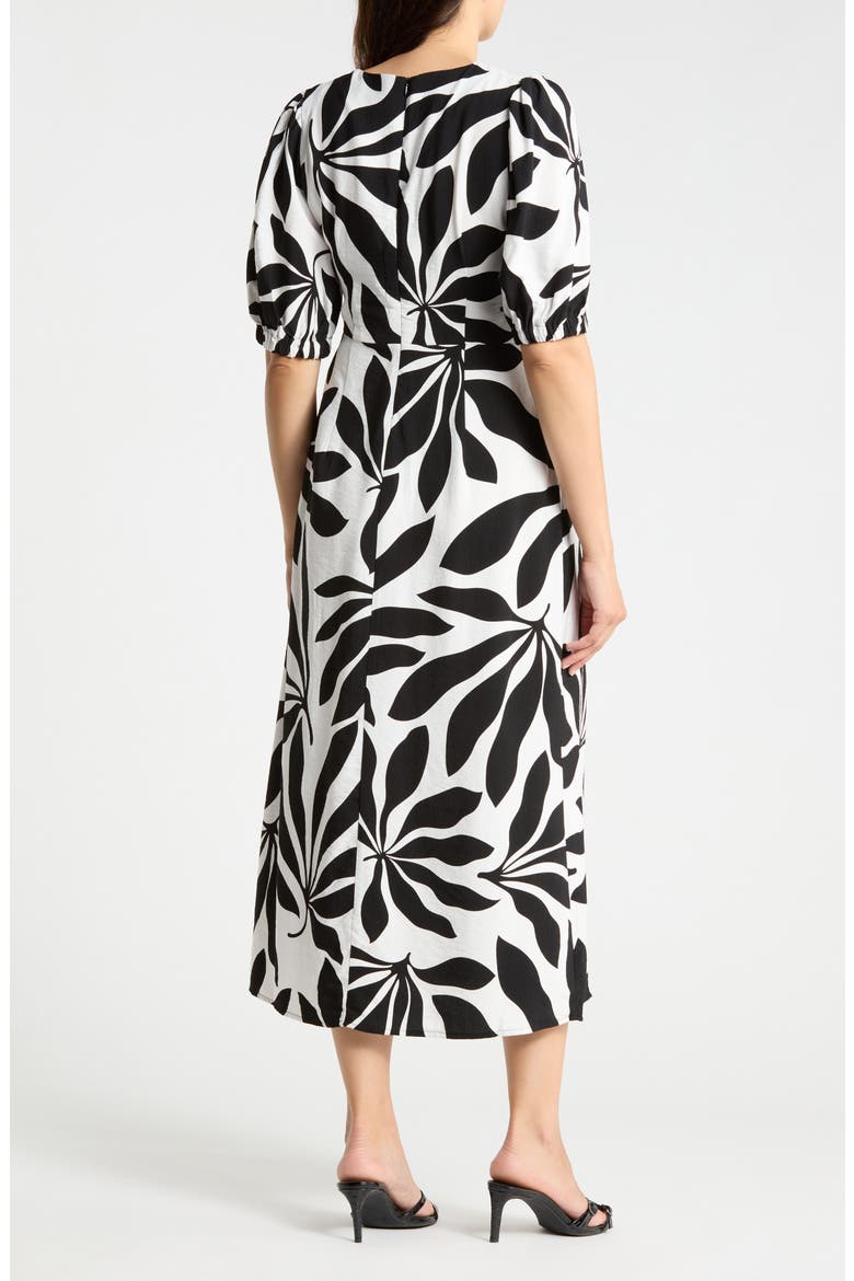 Palms Printed Midi Dress, Alternate, color, BLACK PALMS MIX