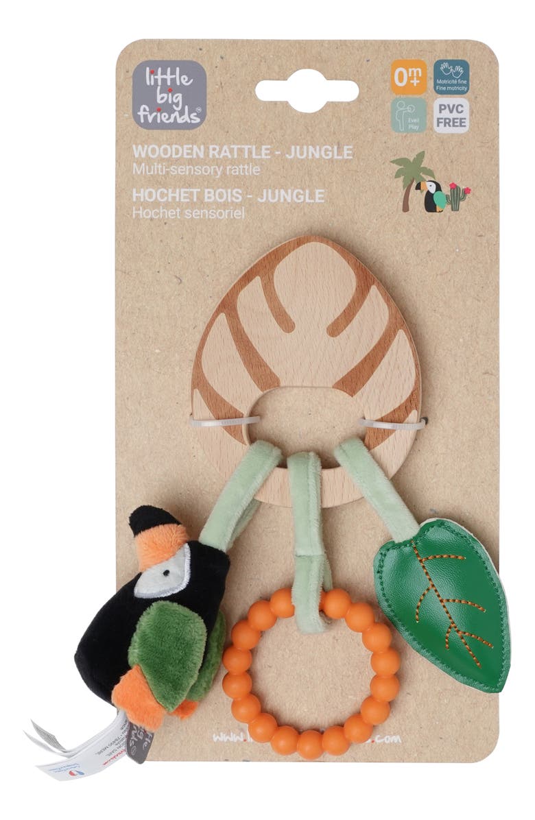 Little Big Friends Jungle Wooden Rattle, Alternate, color, Multi