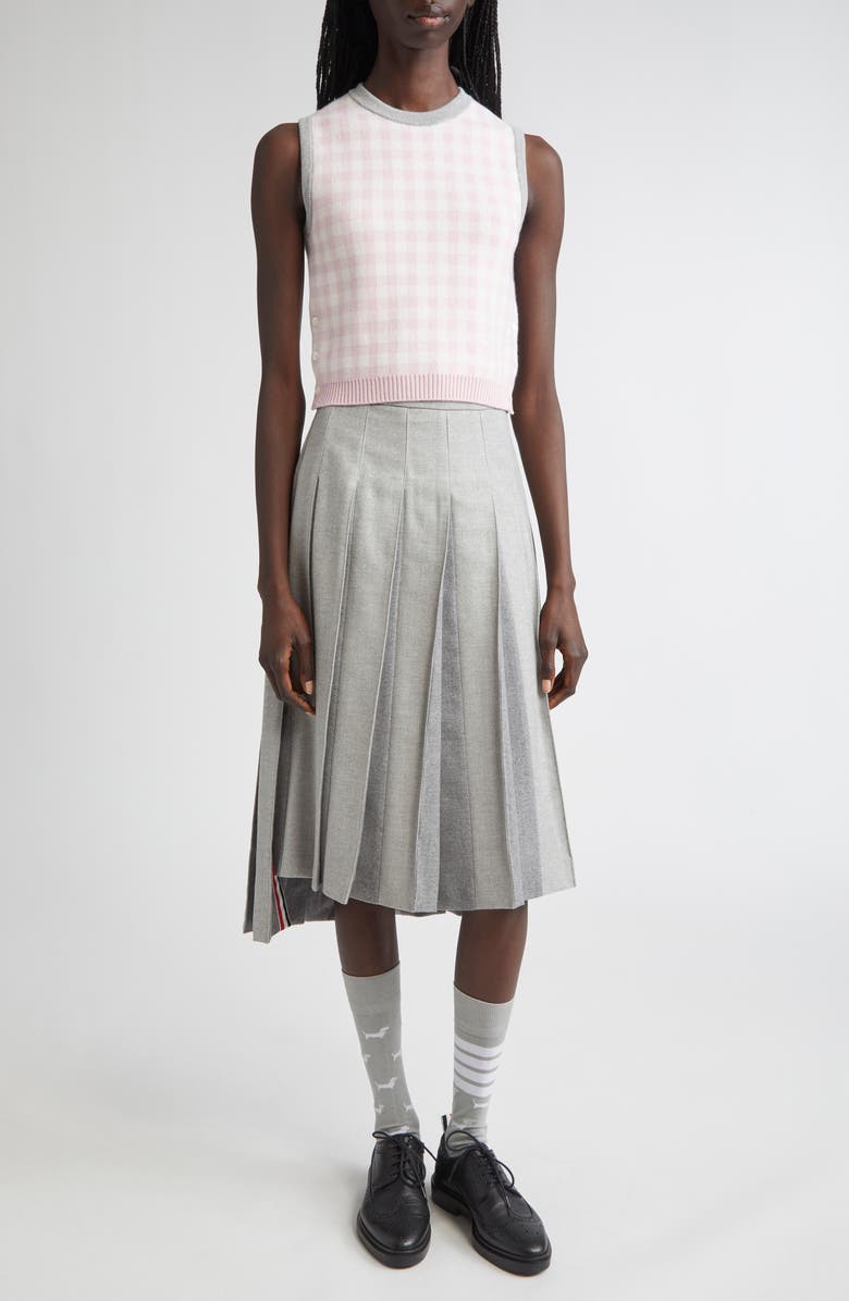 Thom Browne Fun-Mix Gingham Check Bird's Eye Cashmere Sweater Vest, Alternate, color, Seasonal Combo