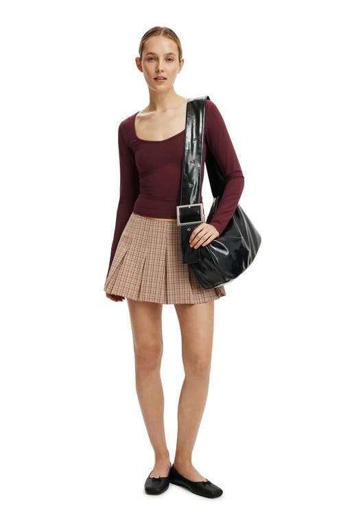 Cotton On Mae Pleated Mini Skirt In Brown
