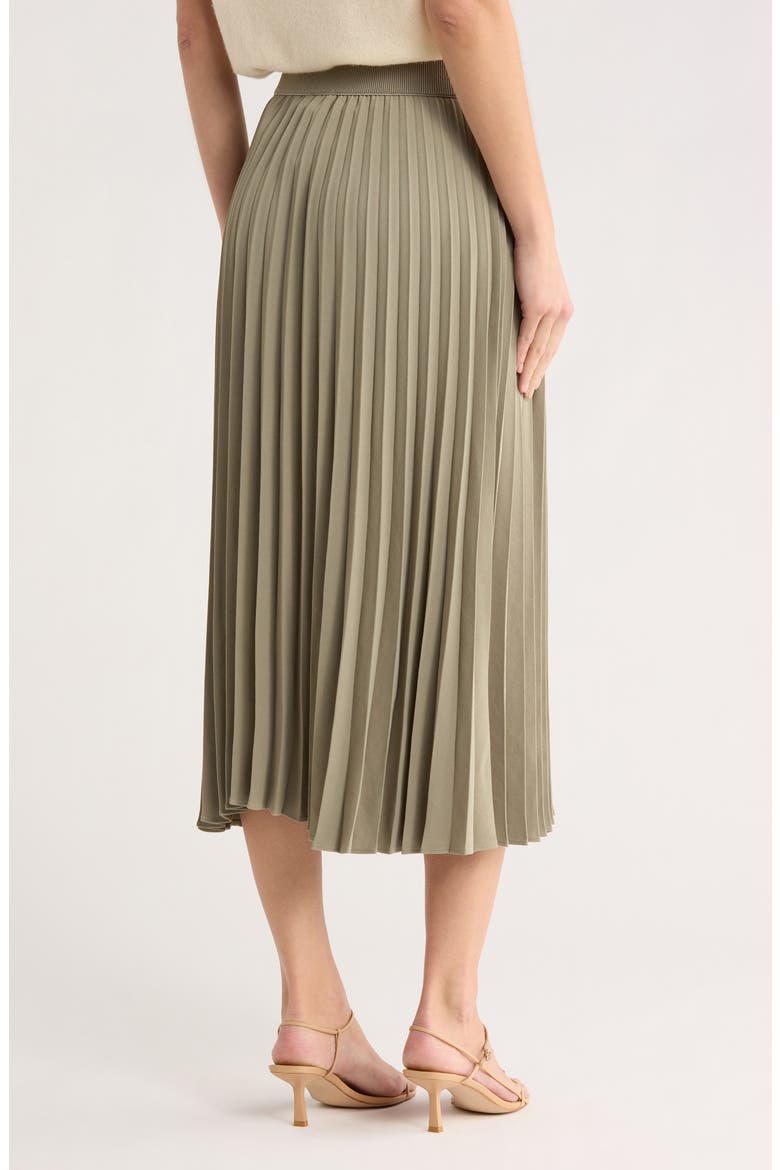 Pleated Midi Skirt, Alternate, color, GREEN VETIVER
