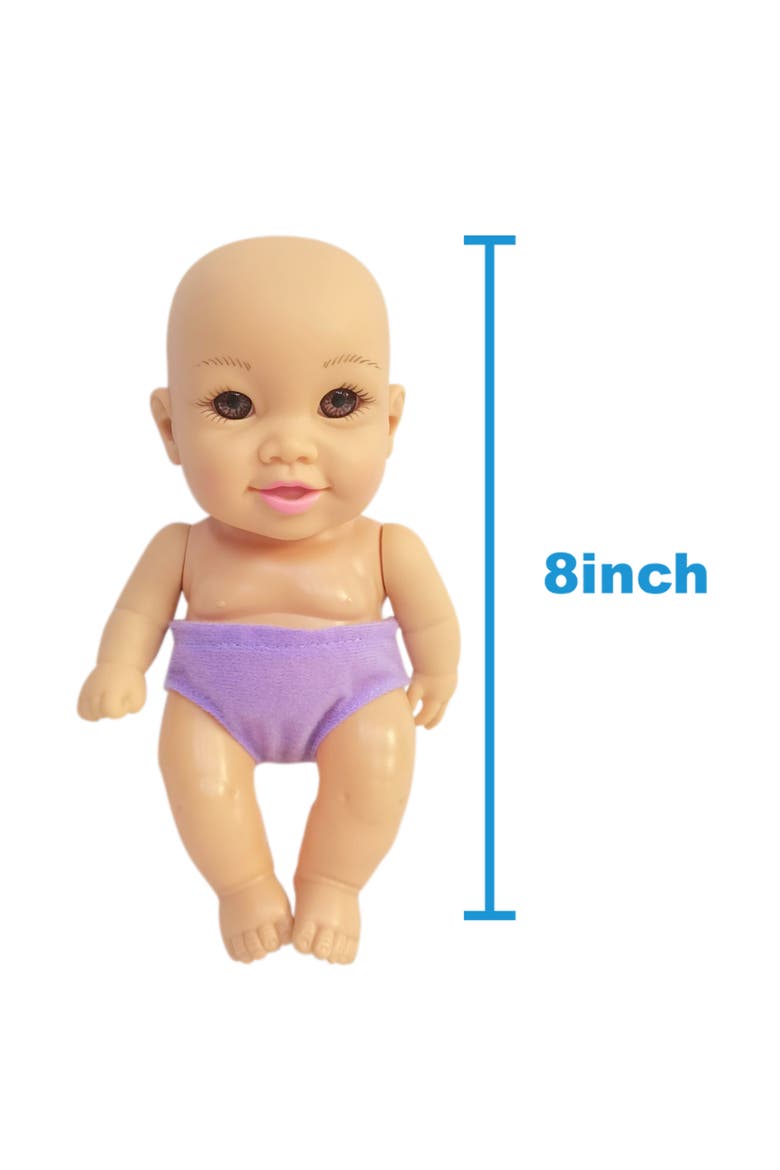 Bath Caddy 8" Baby Doll Playset Doll W/ Brown Eyes, Alternate, color, Multicolored