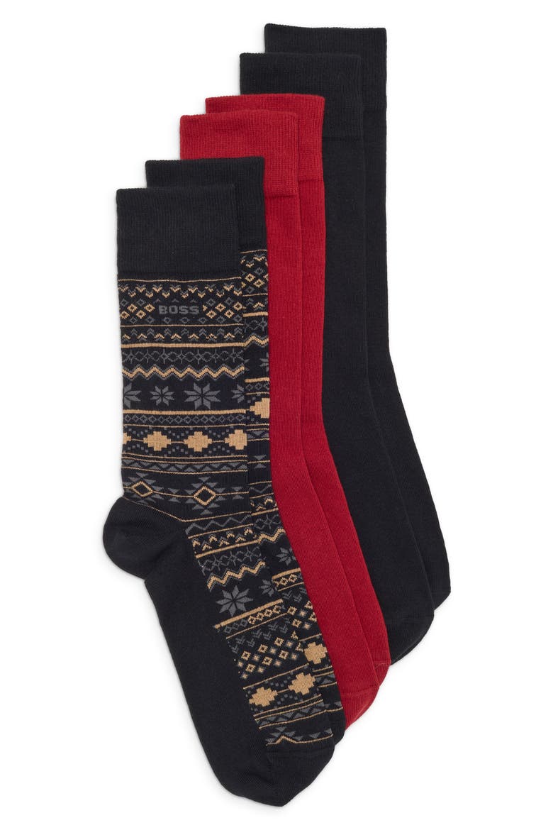 3-Pack Fair Isle Cotton Blend Socks, Main, color, FAIR ISLE COMBO