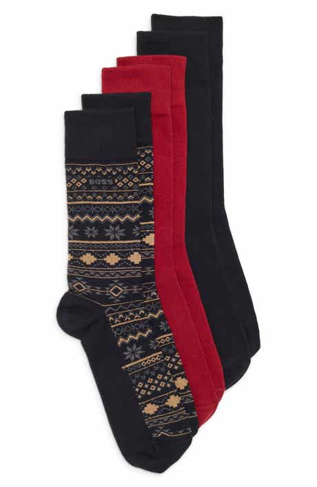 3-Pack Fair Isle Cotton Blend Socks
