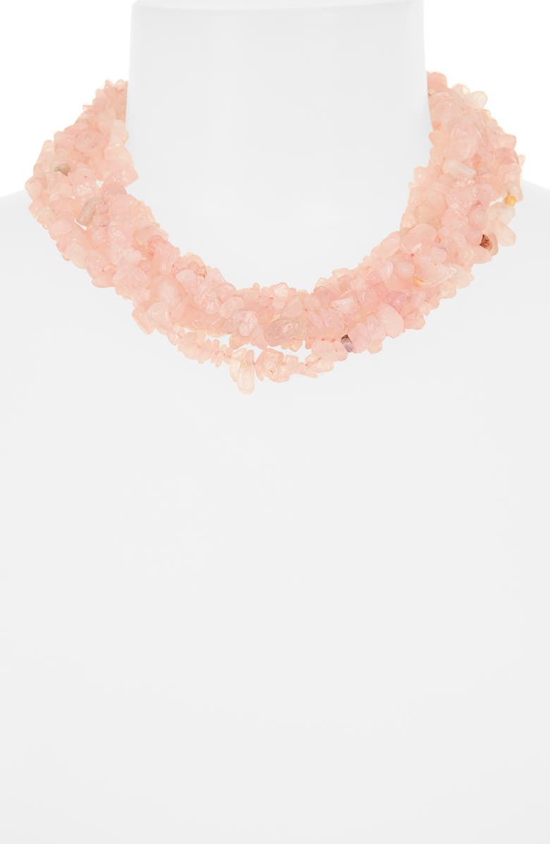 Kenneth Jay Lane Rose Quartz Chip Collar Necklace, Alternate, color, Rose Quartz
