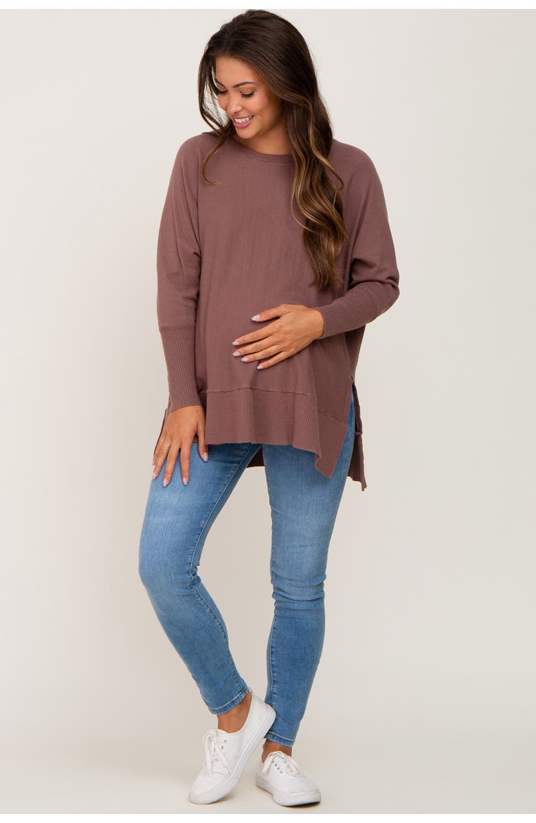 PinkBlush Dolman Sleeve Side Slit Sweater, Main, color, Mocha