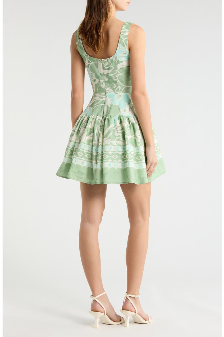 Bustier Fit & Flare Minidress, Alternate, color, SAGE POPPY LILY