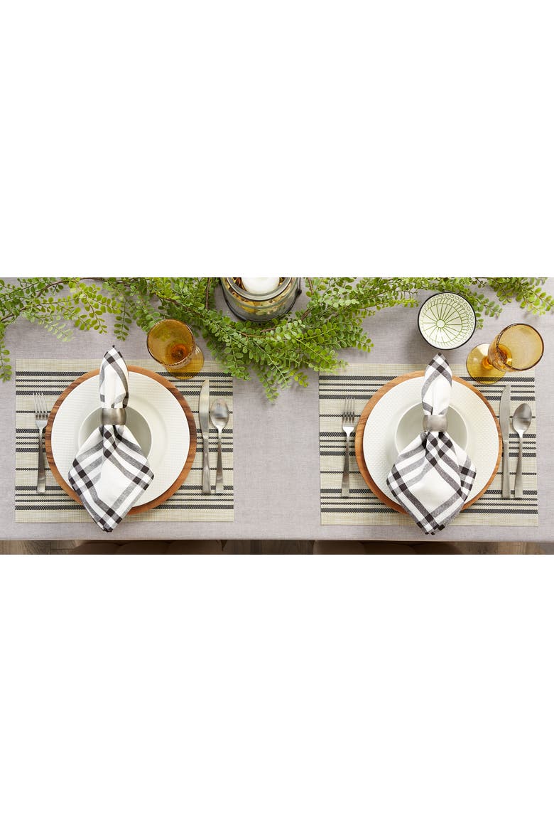Black Farmhouse Stripe PVC Woven Placemat Set/6, Alternate, color, Black