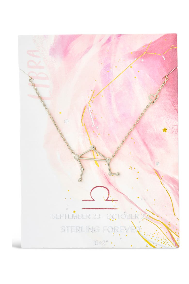 14K Gold Plated Station Constellation Pendant Necklace, Alternate, color, SILVER - LIBRA