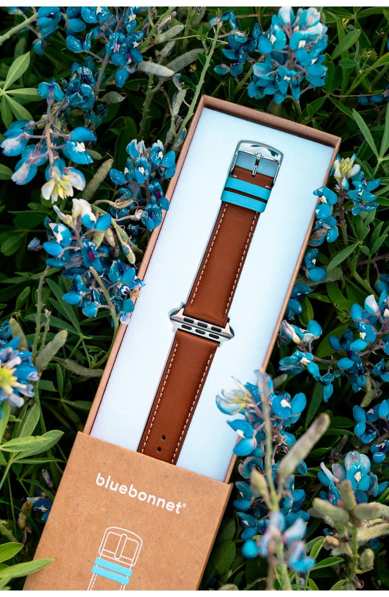 Bluebonnet The Executive French Leather Apple Watch Band, Alternate, color, Saddle Tan