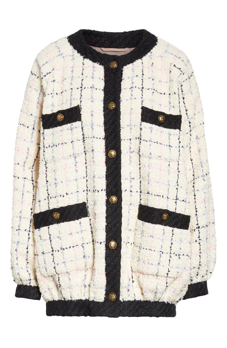 Gucci Oversize Tweed Bomber Jacket, Alternate, color, 