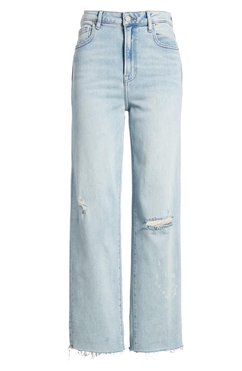 HIDDEN JEANS Bleach Splatter Ripped High Waist Straight Leg Jeans, Alternate, color, Light Wash