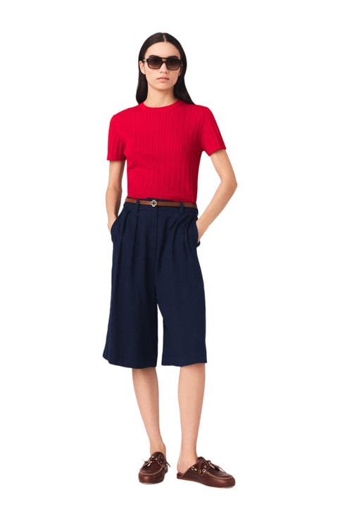 Linen-blend Bermuda shorts
