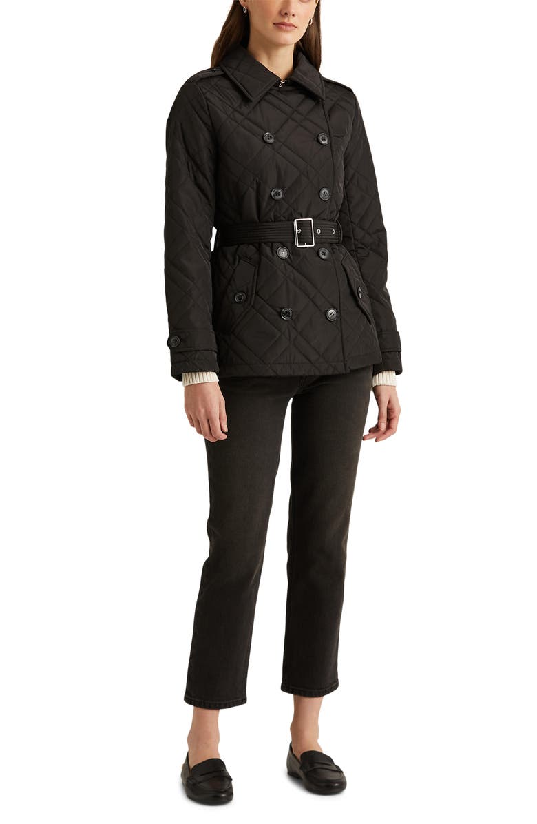 Lauren Ralph Lauren Belted Double Breasted Quilted Jacket, Alternate, color, 
