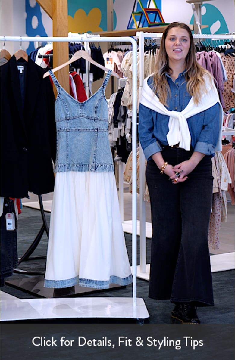 Sleeveless Mixed Media Denim Dress, sales video thumbnail