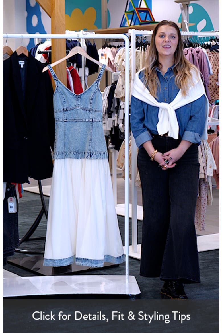 moon river denim dress Sleeveless Mixed Media Denim Dress (Women)